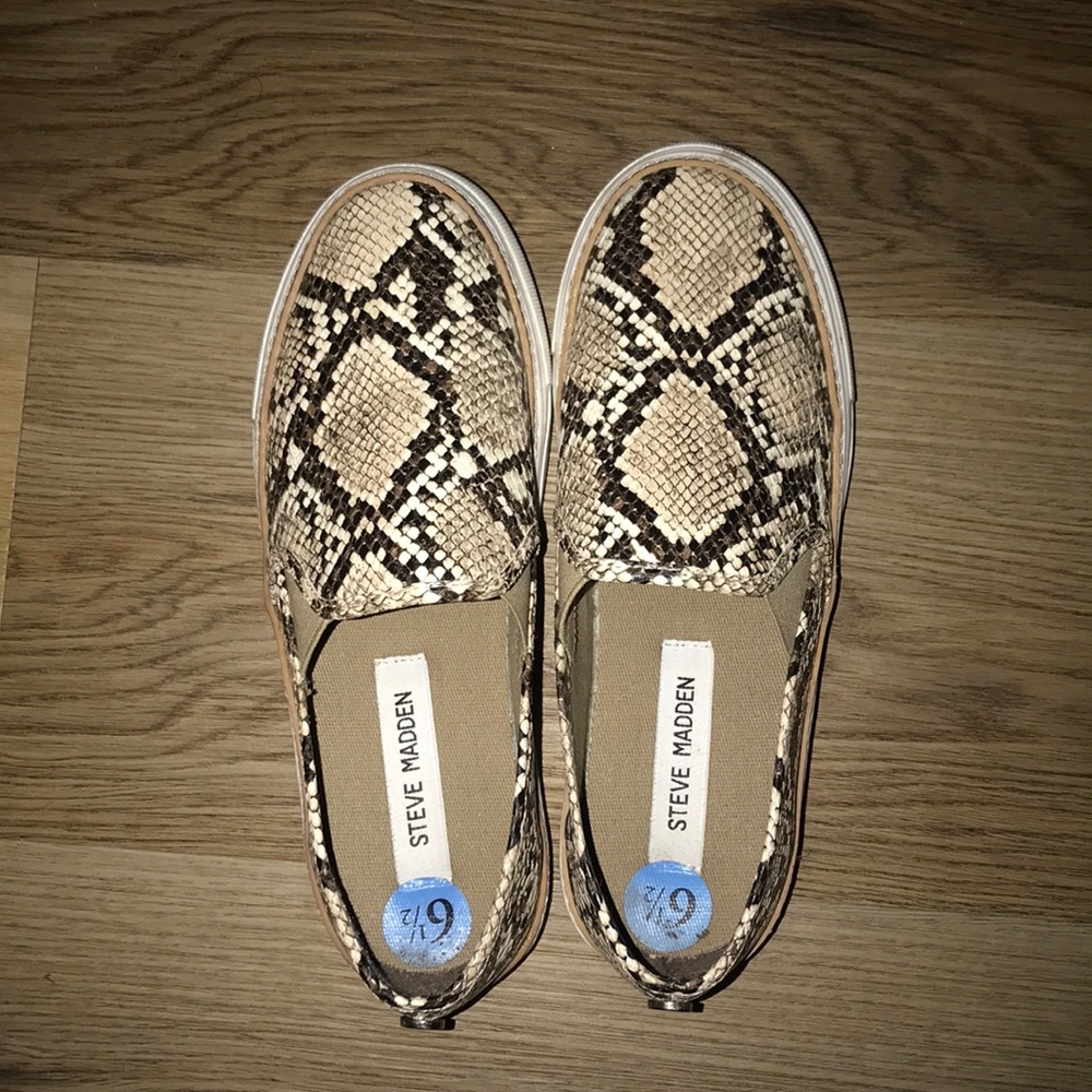 Steve Madden snake print slip ons
